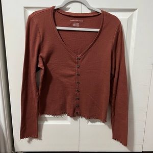 AMERICAN EAGLE RIBBED LONG SLEEVE TOP | XL